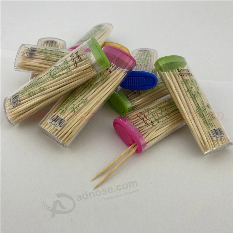 Dental Zahn Pick Bambus Zahnstocher mit tragbaren Fall