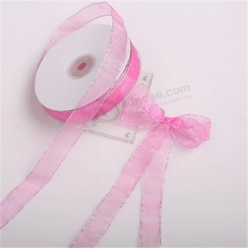 Ruban d’organza coloré 100 % nylon pour l’emballage, l’arc