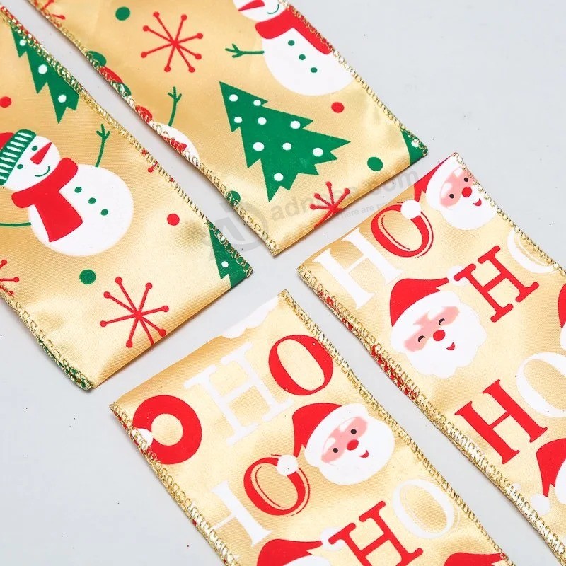 Fita de Natal com fio de 2,5 polegadas para embalagem de presente / Natal