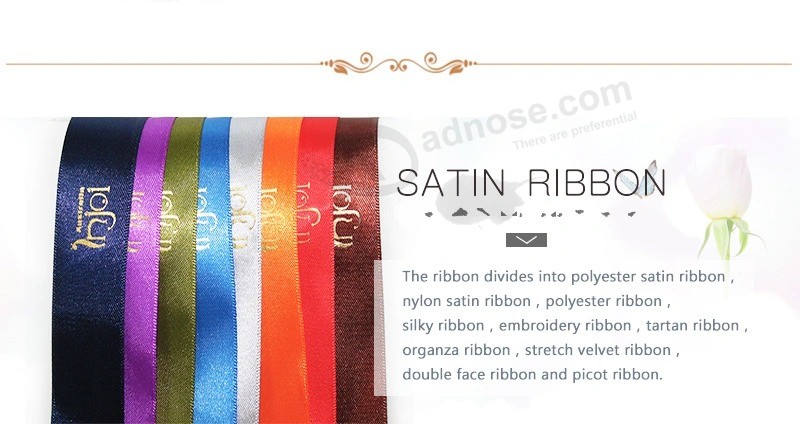 Factory custom Gift polyester Logo printing Satin ribbon with Logo