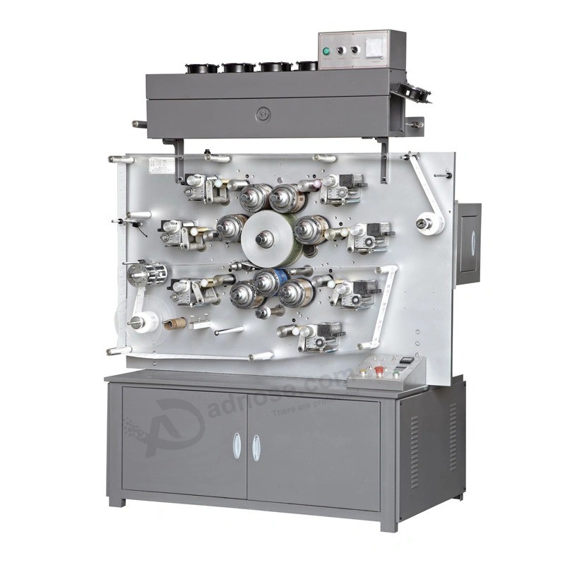 Máquina de impressão de cetim para fita de etiqueta de dupla face multicolor rotativa de alta velocidade