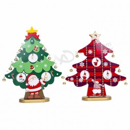 Hochwertiges DIY Weihnachtsgeschenk aus Holz mit LED-Lichtern Weihnachtsbaum mit Weihnachtsmann / Schneemann-Dekoration