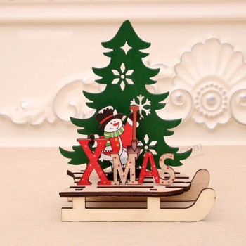 Décorations de Noël Assemblage créatif en bois peint de Noël Bricolage traîneau voiture pièces d’exposition puzzle cadeau