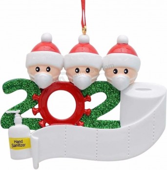 1pc DIY Harzmaske Schneemann Weihnachtsbaum Anhänger 2020 Weihnachtsmann mit Maske hängen Ornamente Dekorationen Weihnachtsfeier Geschenke