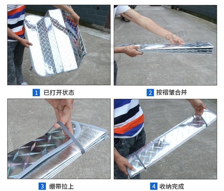 Parabrisas delantero barato Parasol con revestimiento de PE Película de aluminio Parasoles plegables Parasoles de coche para promoción