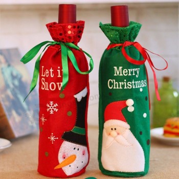 2020クリスマスデコレーションワインボトルセットギフトバッグスパンコールワインボトルバッグ