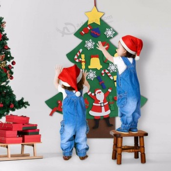 100 * 77 cm DIY Felt Kerstboom Nieuwjaarsgeschenken Kinderspeelgoed Kunstmatige Boom Wandhangende Ornamenten Kerstdecoratie voor Thuis