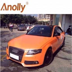 Anolly guangzhou factory impermeable mate naranja negro blanco envoltura de vinilo para coche accesorios de pegamento extraíble pegatina para coche sin burbujas