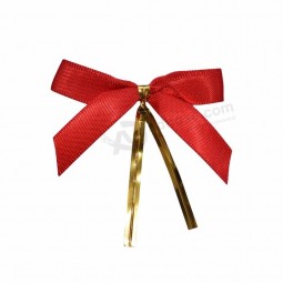 Gordon Ribbons 맞춤형 사전 제작 레드 새틴 리본 와이어 트위스트 타이 & 클립 온 캔디 패킹용