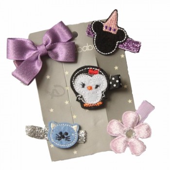 Nieuwjaar Kerstmis verjaardagscadeau voor meisjes nieuw ontwerp Baby meisje haaraccessoires ornament 5-delige set kroon bont haarclips met strik