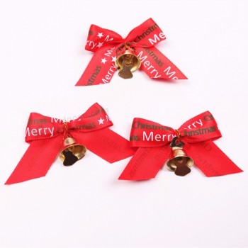 Red christmas bow with Bell Hanging  ribbon bow for Holiday Decoration outdoor christmas bows