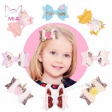 MIA 90207 единорог шпилька с блестками кожа детские аксессуары для волос двухслойная роза кроличьи уши принцесс