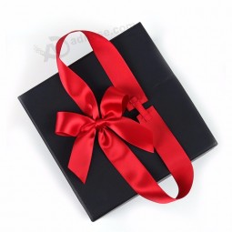 Holiday Custom Satin Ribbon Elastic Bow For Gift Box packaging