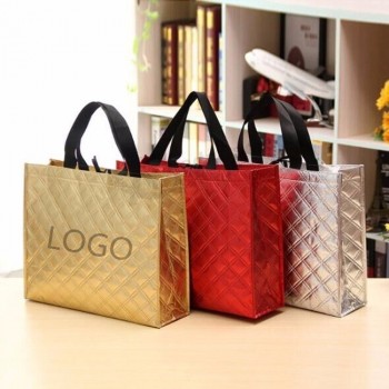 In reliëf gemaakte promotionele niet-geweven tas Aangepaste LOGO niet-geweven stoffen tas Laser Metal Film No-Woven Tote Bag