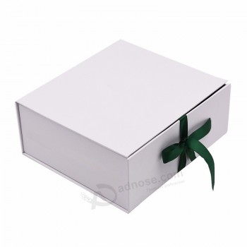 Luxe kunst papier kartonnen magnetische wijn geschenkdoos met lint