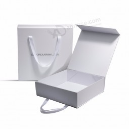 Caja de regalo magnética personalizada de embalaje de papel de cartón plegable negro blanco de lujo grande