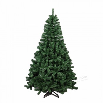 高さ210cmの緑色安い人工PVCクリスマスツリーと緑の金属スタンド