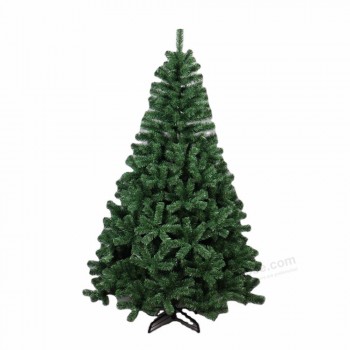 210厘米高的绿色廉价人造PVC圣诞树，绿色金属支架