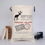 Sac de Noël en coton en gros En stock Grande décoration de Noël Sac de Noël