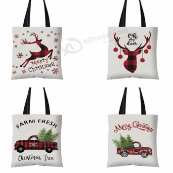 2020 Nouveaux designs promotionnel Noël coton toile sac meilleur ami cadeau shopping sac fourre-tout