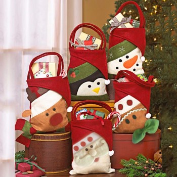 ポータブルフェルトクリスマス小さなギフトバッグ安いフェルトクリスマスキャンディーバッグ