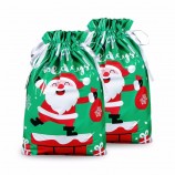 Sacs en plastique de Noël à cordon de Noël en feuille d’aluminium recyclable pour sac-cadeaux avec logo