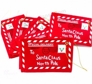 サンタクロースフェルト封筒刺繍クリスマスデコレーションオーナメント子供キッズギフトへの10pcsレターキャンディーバッグ