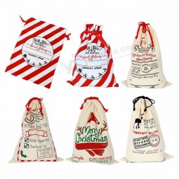 2020 New Design 50*70CM Big Size Santa Stockings Candy Nuts Gift Package Bag 100%Cotton Christmas Drawstring Sacks