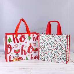 Ventes chaudes Grand motif de dessin animé paquet cadeau de sac tissé de Noël