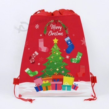 Wf005 Kerst Non Woven Gift Drawstring Tas Opbergzak Goodie Party Gunsten Tas Voor Kinderen