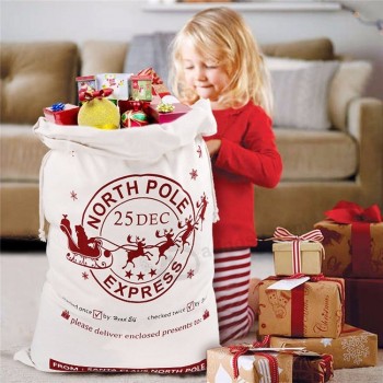 Ourwarm 19 x 27 Inch Kerst Tas Santa Bags Santa Sacks Gift Bag met Trekkoord voor Kinderen Nieuwjaar