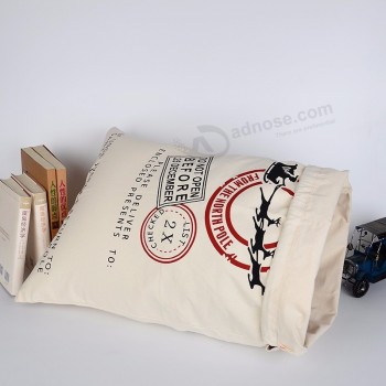 Hot sale santa sack natuurlijke katoenen canvas cadeau kersttas groothandel