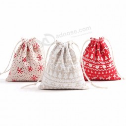 china suppliers wholesale eco-friendly durable handled reusable cotton drawstring christmas fabric gift bags