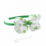 Usine produit vente chaude trèfle impression tissu cheveux arc bandeau pour filles