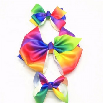 New Style Fashion Wholesale Custom Rainbow 8 Inch JoJo Siwa Hair Bows with Clip
