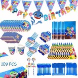 파티 칼 붙이 종이컵 종이 트레이 테마 아기 생일 파티 장식 세트