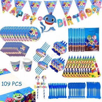 Posate per feste Tazza di carta Vassoio di carta Tema Set di decorazioni per feste di compleanno per bambini