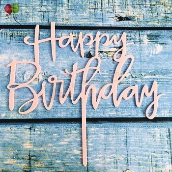 Vendita calda Decorazione Festa di Compleanno Acrilico Personalizzato Laser Cut HAPPY BIRTHDAY Lettera Cake Topper All'ingrosso SQ251Forniture di accessori per feste buon compleann