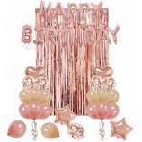Feestaccessoires benodigdheden gelukkige verjaardag meisje ballonnen rose gouden decoraties