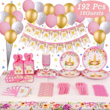 Nicro 192 Pz Bambini Feste di Compleanno Decorazioni Set Arcobaleno Unicorno Partito Forniture