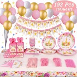 Nicro 192 stuks kinderen verjaardagsfeestje decoraties set regenboog eenhoorn feestartikelen