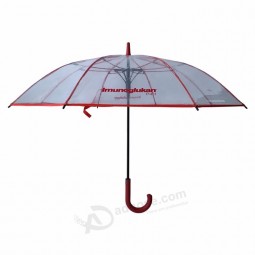 Custom Transparent Straight Advertising Umbrella  Clear Rainproof Cheap POE Umbrella