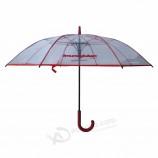 benutzerdefinierte transparente gerade Werbung Regenschirm klar regensicher billig POE Regenschirm