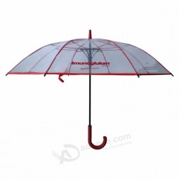 benutzerdefinierte transparente gerade Werbung Regenschirm klar regensicher billig POE Regenschirm