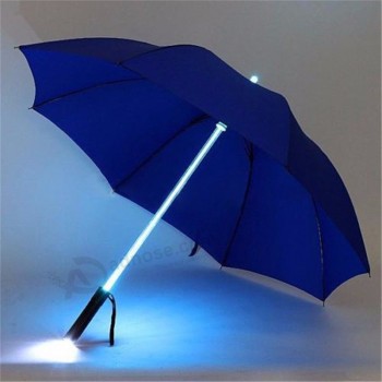 Werbung Handheld LED-Projektion geraden Regenschirm mit Taschenlampe