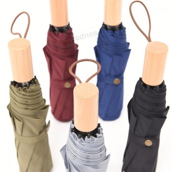 OEM past reclame vouwparaplu aan met houten handvat ombrello Paraguas Parapluie