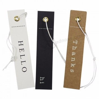 Color printing both sides die cut label hanging string paper hang tag