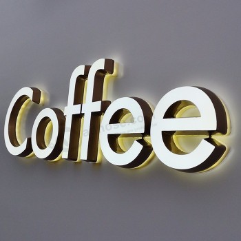 Storefront Acryl Mini Led Verlichte Effen Persoonlijke Letters 3D Winkel Bewegwijzering Reclame Lettertype Geschilderd Bord