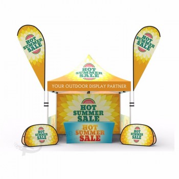 Tenda 3x3 per impieghi gravosi con gazebo pop-up per la pubblicità sulla spiaggia