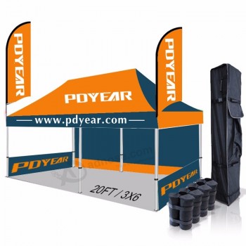 Grande tenda pieghevole per gazebo all'aperto da esposizione 10X20ft 3x6m per tenda pubblicitaria a baldacchino per fiere di eventiTenda pieghevole in alluminio per fiere pop-up al